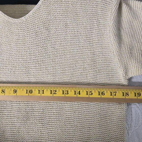 Alps Knitted V Neck Tan Pullover Sweater Women Small Neutral Minimalist Coastal - Picture 5 of 6
